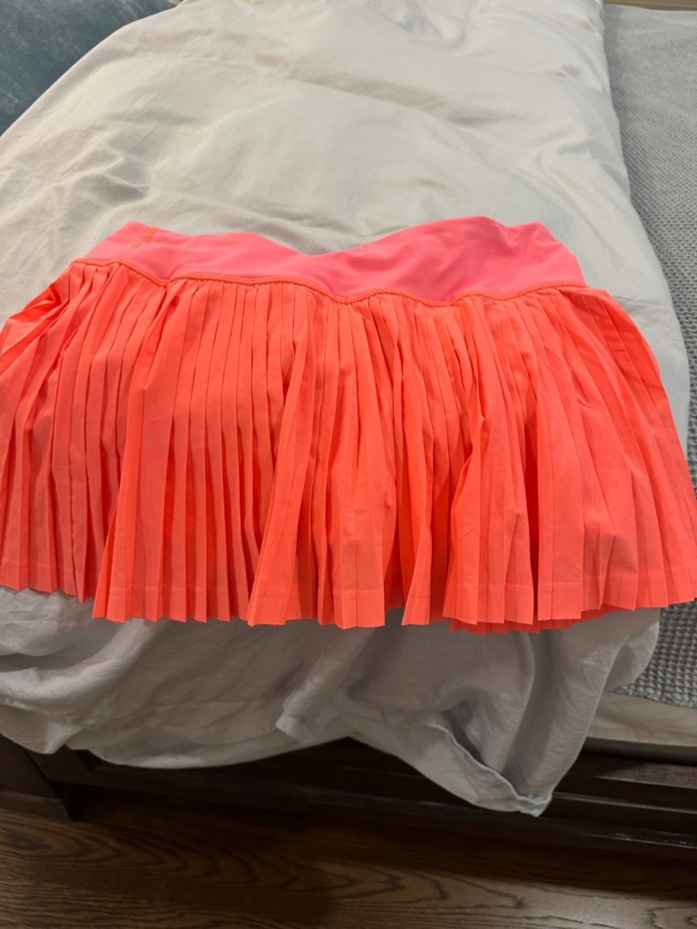 Pleated Neon Coral-Pink Mini Skirt